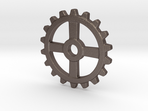 One and a half Inch Four Normal Spoke Gear in Polished Bronzed Silver Steel