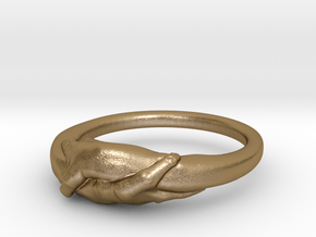 Rome Handshake Ring Size(US)-6 (16.51 MM) in Polished Gold Steel