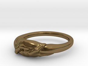Rome Handshake Ring Size(US)-7 (17.35 MM) in Polished Bronze