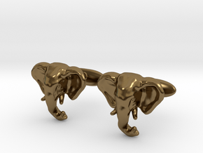 Elephant Cufflinks in Polished Bronze
