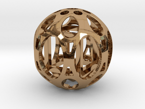 Sphere housing a mobile cube in Polished Brass