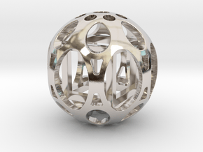 Sphere housing a mobile cube in Platinum