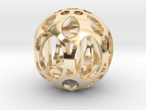 Sphere housing a mobile cube in 14k Gold Plated Brass