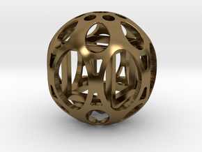 Sphere housing a mobile cube in Polished Bronze