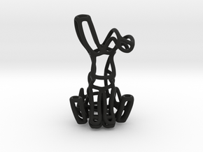 Rabbit (Bunny) Wireframe Keychain  in Black Natural Versatile Plastic