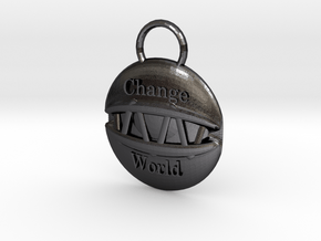 Change the world in Polished and Bronzed Black Steel