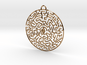 Circular Labyrinth Pendant in Polished Brass