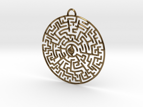 Circular Labyrinth Pendant in Polished Bronze