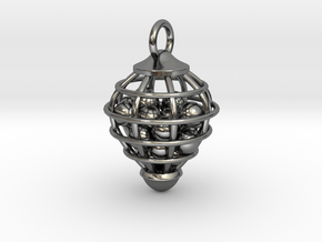 Cage Pendant in Fine Detail Polished Silver