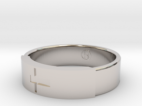 Ring with jesus in Rhodium Plated Brass