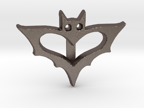 Bat Ribbon Charm in Polished Bronzed Silver Steel