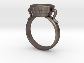 Agape Ring in Polished Bronzed Silver Steel: 8 / 56.75