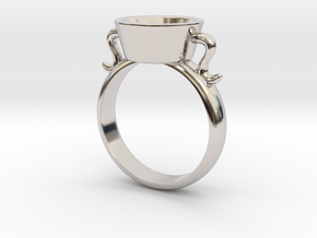 New Agape Ring, Size 8 in Rhodium Plated Brass