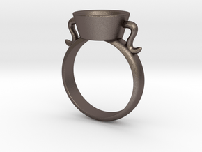 New Agape Ring, Size 8 in Polished Bronzed Silver Steel