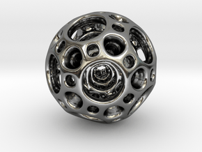 Dodecahedron Nested Sphere ( Large ) in Fine Detail Polished Silver