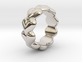 Heart Ring 15 - Italian Size 15 in Rhodium Plated Brass