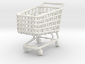 Miniature Shopping Trolley (Heroic scale) in White Natural Versatile Plastic