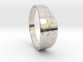 Size 11 M G-Clef Ring  in Rhodium Plated Brass