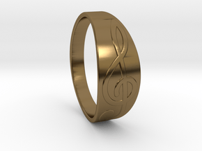 Size 11 M G-Clef Ring  in Polished Bronze