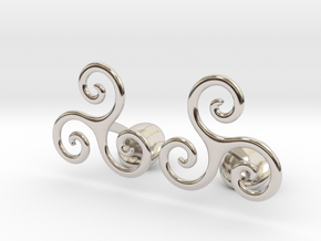  Celtic Spiral Cufflinks in Rhodium Plated Brass