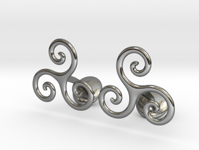  Celtic Spiral Cufflinks in Fine Detail Polished Silver