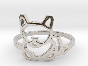 Petite Cat Ring in Rhodium Plated Brass: 6 / 51.5