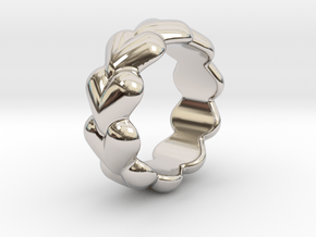 Heart Ring 18 - Italian Size 18 in Rhodium Plated Brass
