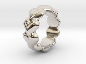Heart Ring 20 - Italian Size 20 in Rhodium Plated Brass