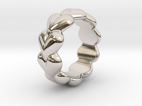 Heart Ring 22 - Italian Size 22 in Rhodium Plated Brass