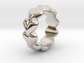 Heart Ring 23 - Italian Size 23 in Rhodium Plated Brass