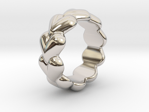 Heart Ring 28 - Italian Size 28 in Rhodium Plated Brass