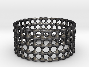 Lattice Ring No.3 in Polished and Bronzed Black Steel