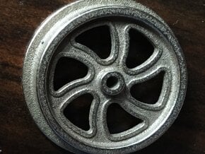 Curved Spoke Railroad Wheel in Polished Bronzed Silver Steel