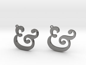 Ampersand Earrings (Caslon Pro Italic) in Polished Nickel Steel