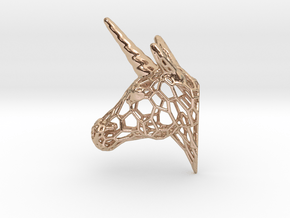 Unicorn Trophy Voronoi (100mm) in 14k Rose Gold Plated Brass