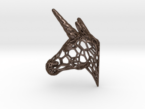 Unicorn Trophy Voronoi (100mm) in Polished Bronze Steel