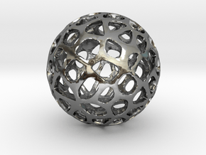 Voronoi Sphere in Fine Detail Polished Silver