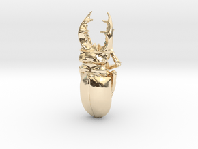 Large Silver Stag Beetle in 14k Gold Plated Brass