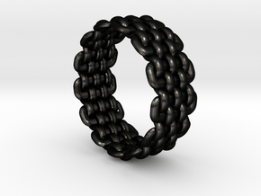 Wicker Pattern Ring Size 11 in Matte Black Steel