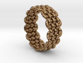Wicker Pattern Ring Size 5 in Natural Brass