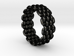 Wicker Pattern Ring Size 5 in Matte Black Steel