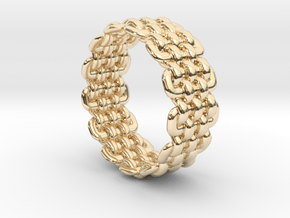 Wicker Pattern Ring Size 7 in 14k Gold Plated Brass