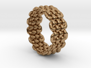 Wicker Pattern Ring Size 8 in Polished Brass