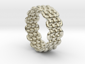 Wicker Pattern Ring Size 8 in 14k White Gold