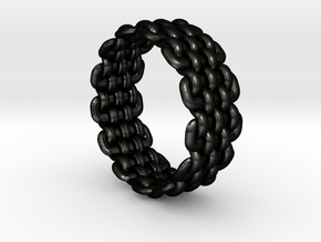 Wicker Pattern Ring Size 7 in Matte Black Steel