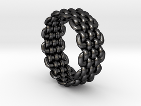 Wicker Pattern Ring Size 8 in Polished and Bronzed Black Steel