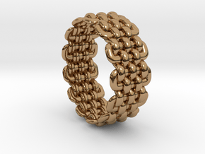 Wicker Pattern Ring Size 9 in Polished Brass