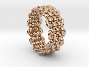 Wicker Pattern Ring Size 9 in 14k Rose Gold Plated Brass