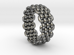 Wicker Pattern Ring Size 9 in Fine Detail Polished Silver