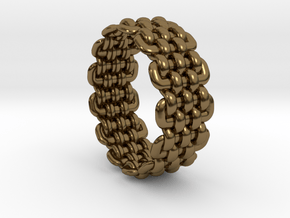Wicker Pattern Ring Size 9 in Polished Bronze